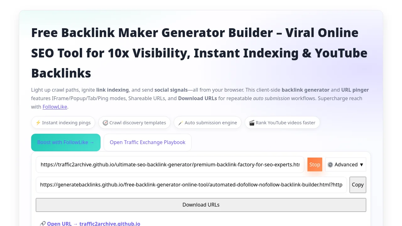 https://generatebacklinks.github.io/free-backlink-generator-online-tool/automated-dofollow-nofollow-backlink-builder.html?https://traffic2archive.github.io/ultimate-seo-backlink-generator/premium-backlink-factory-for-seo-experts.html/