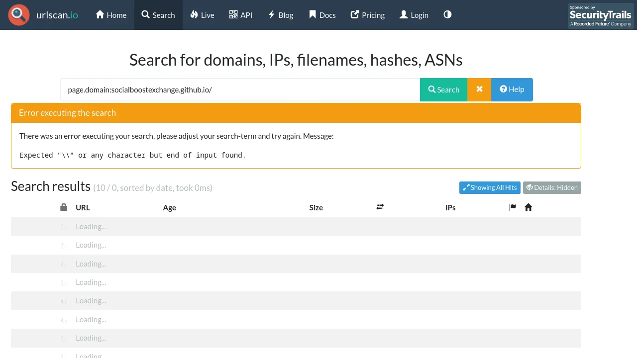 https://api.urlscan.io/search/#page.domain%3Asocialboostexchange.github.io/